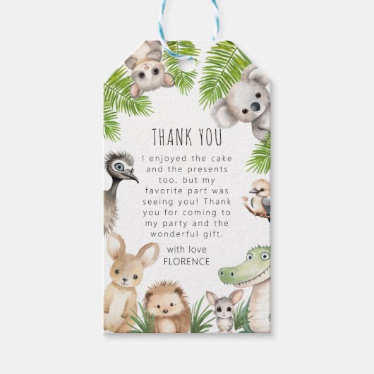 Aufrufen aller Party | Aussie Birthday Party Geschenkanhänger (Vorderseite)