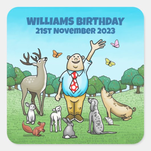 Aufrufen aller Party Quadratischer Aufkleber (Vorderseite)