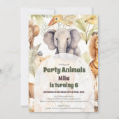 Aufrufen aller Party Tiere Safari Zoo Geburtstag Einladung (Vorderseite)