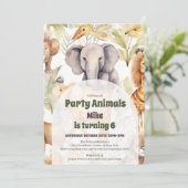 Aufrufen aller Party Tiere Safari Zoo Geburtstag Einladung (Stehend Vorderseite)