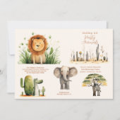 Aufrufen aller Party Tiere Safari Zoo Geburtstag Einladung (Vorderseite)