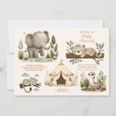 Aufrufen aller Party Tiere Safari Zoo Geburtstag Einladung (Vorderseite)