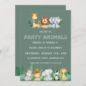 Aufrufen aller Party Tiere Safari Zoo Geburtstag Einladung (Vorne/Hinten)