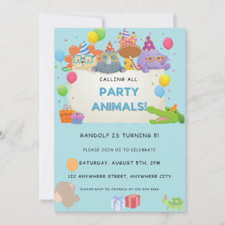 Aufrufen aller Party Tiere Safari Zoo Geburtstag Einladung