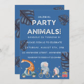 Aufrufen aller Party Tiere Safari Zoo Geburtstag Einladung (Vorne/Hinten)