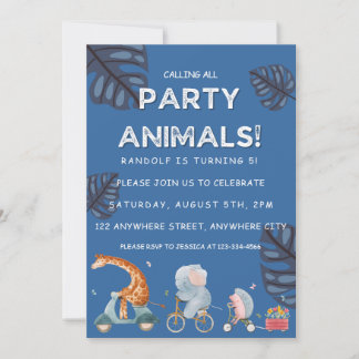Aufrufen aller Party Tiere Safari Zoo Geburtstag Einladung