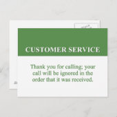 Aufrufen der Customer Service Line (2) Postkarte (Vorne/Hinten)