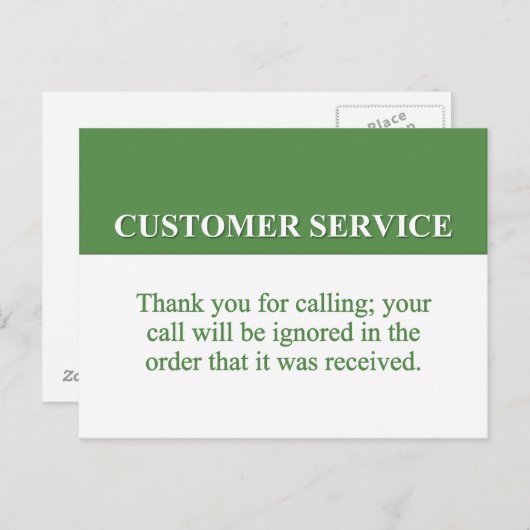 Aufrufen der Customer Service Line (2) Postkarte (Vorne/Hinten)