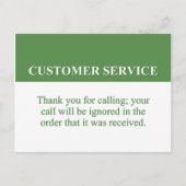 Aufrufen der Customer Service Line (2) Postkarte (Vorderseite)