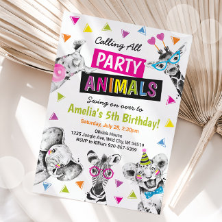 Aufrufen des Kindergeburtstags Alle Party Tiere Sa Einladung