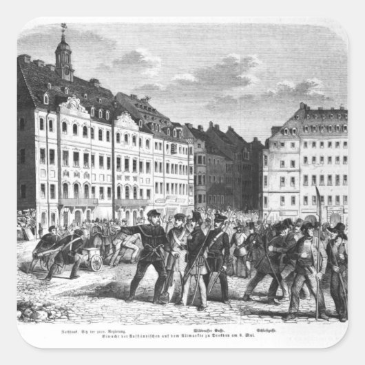 Aufruhr in Dresden Quadratischer Aufkleber (Vorderseite)