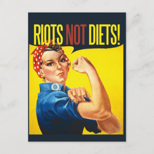 Aufruhr statt Diäten - vintage Feminismus Postkarte