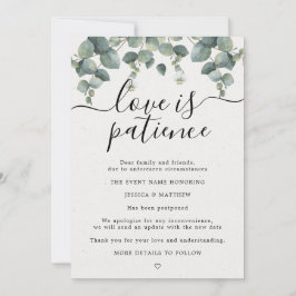 Aufschiebte Änderung der Pläne Eukalyptus Hochzeit Ankündigung