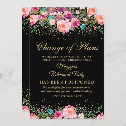 Aufschiebtes Party für das Blumenpensionssystem Einladung (Vorne/Hinten)