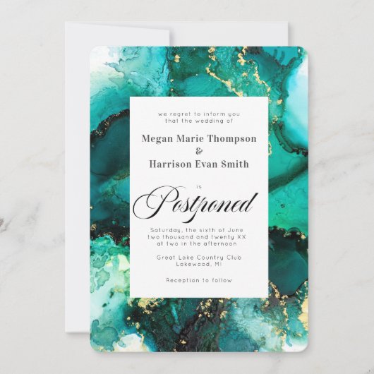 Aufschiebung Emerald Jewel Tone Hochzeit Einladung (Vorderseite)