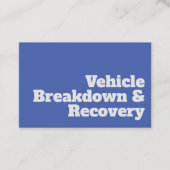 Aufschlüsselung und Erholung des Fahrzeugs nach Fe Visitenkarte (Vorderseite)