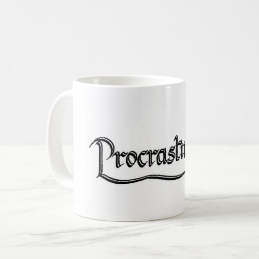 "Aufschub" Kalligraphie Kaffeetasse (Vorderseite Links)