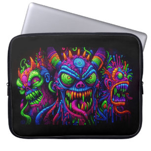 Aufsehenerregende Neon-Monsterköpfe Laptopschutzhülle