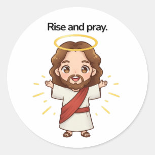Aufstehen und Beten - Jesus reagiert Runder Aufkleber