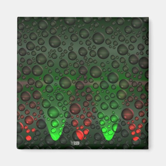 Aufsteigende Blasen Grün/Rot Magnet (Vorne)