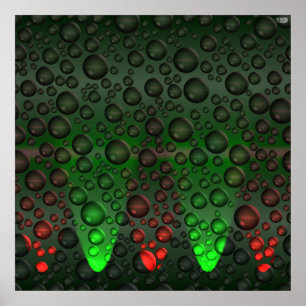 Aufsteigende Blasen Grün/Rotes Poster