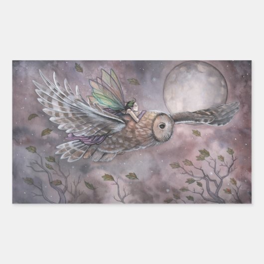 Aufsteigende Eule und Fairy Fantasy Art Stickers (Vorderseite)