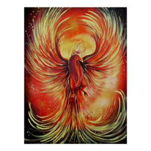 Aufsteigende Phönix-Feuer-Vogel-Kühne-Flamme-Fanta Poster