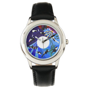 Aufsteigende Schwertwale Armbanduhr