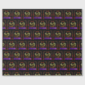 Aufsteigender goldener Drache schwarz Geschenkpapier (Flach)