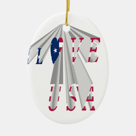 Aufsteigender Patriotismus: Ich Liebe USA Perspect Keramik Ornament (Vorne)