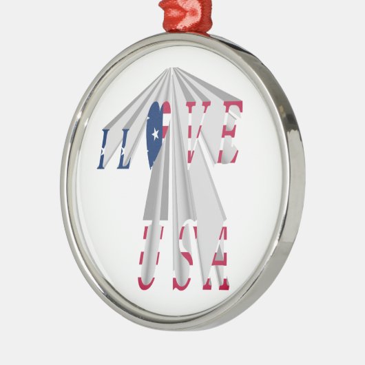 Aufsteigender Patriotismus: Ich Liebe USA Perspect Silbernes Ornament (Links)