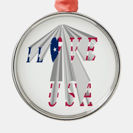 Aufsteigender Patriotismus: Ich Liebe USA Perspect Silbernes Ornament (Vorne)
