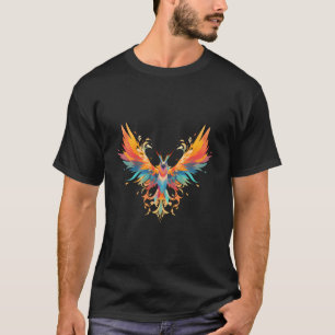 Aufsteigender Phönix Feuer Bunter Vogel Offener Fl T-Shirt