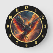 Aufsteigender Phönix Runde Wanduhr (Vorderseite)