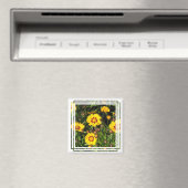 Aufsteigendes Sun Coreopsis Square Magnet (In Situ (Geschirrspüler))