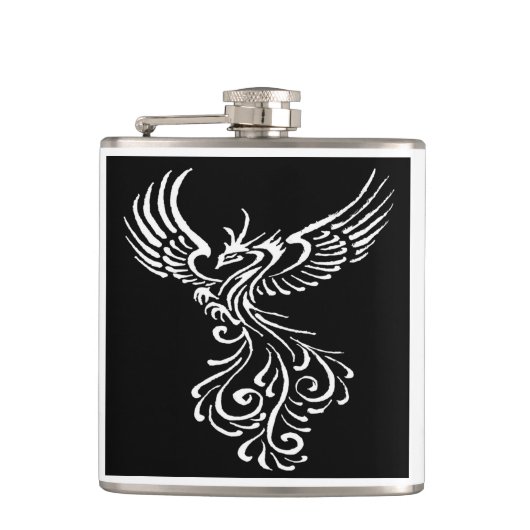 Aufstieg aus der Asche Phoenix weiße Illustration Flachmann (Vorderseite)