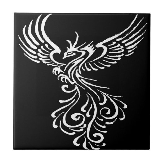 Aufstieg aus der Asche Phoenix weiße Illustration Fliese (Vorderseite)
