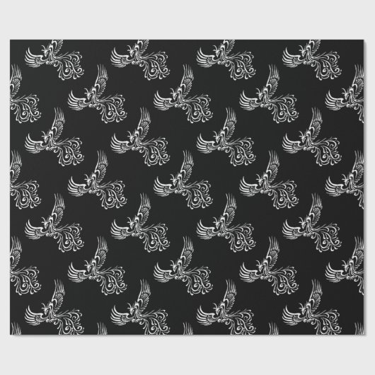 Aufstieg aus der Asche Phoenix weiße Illustration Geschenkpapier (Flach)