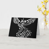 Aufstieg aus der Asche Phoenix weiße Illustration Karte (Gelbe Blume)