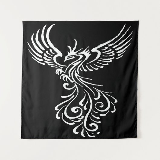 Aufstieg aus der Asche Phoenix weiße Illustration Wandteppich (Vorderseite)