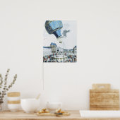 Aufstieg der Brüder Montgolfier Heißluftballon Poster (Küche)