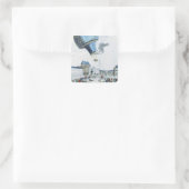 Aufstieg der Brüder Montgolfier Heißluftballon Quadratischer Aufkleber (Tasche)