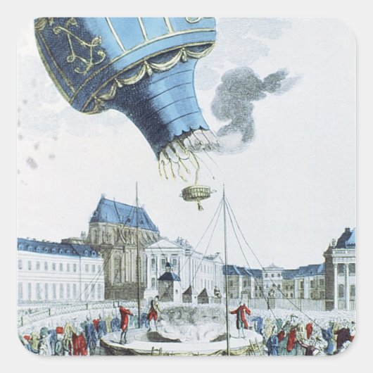 Aufstieg der Brüder Montgolfier Heißluftballon Quadratischer Aufkleber (Vorderseite)