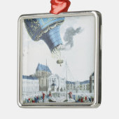 Aufstieg des Montgolfier Bruderheißluftballons Silbernes Ornament (Links)