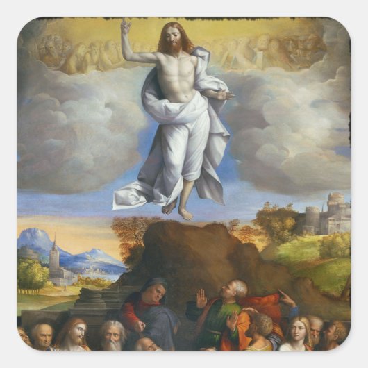 Aufstieg in goldene Wolken Quadratischer Aufkleber (Vorderseite)