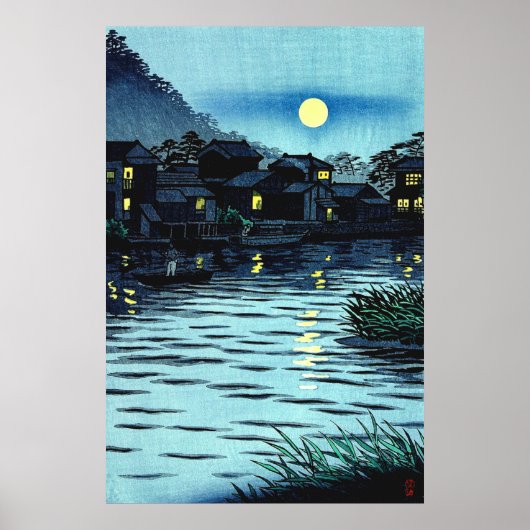 Aufstieg Moon bei Katase River Kasamatsu Shiro 195 Poster (Vorne)