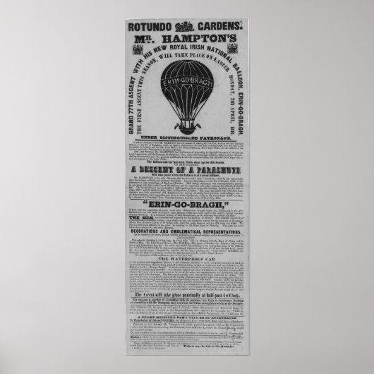Aufstieg Rotunda Baloon, Antique Dublin Irland Poster (Vorne)