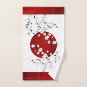 Aufstieg Sun Cherry Blossom | Red White Monogram Badhandtuch Set (Handtuch)