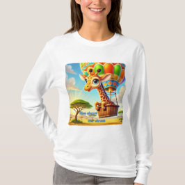 Aufstieg über dem Stress Giraffe Heißluftballon T-Shirt