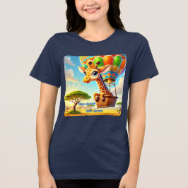 Aufstieg über dem Stress Giraffe Heißluftballon Tri-Blend Shirt